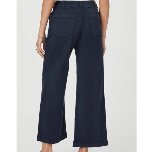 Paige | Carly Wide Leg Drawstring Detail Pants Vintage Navy Seascape | Size 33 - Picture 3 of 13